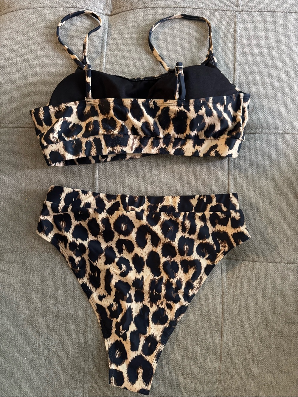 Leopard Print Two-Piece Bikini Set - Black & Tan - Picture 2 of 2